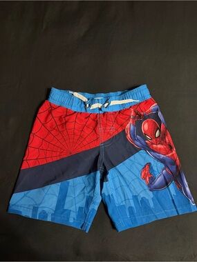 Kids Spider-Man Blue & Red Swim Trunks